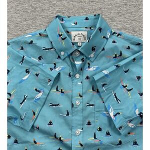 Kirrin Finch Shirt Adult Size 8 Blue Surfer AOP Button Down Short Sleeve Beach